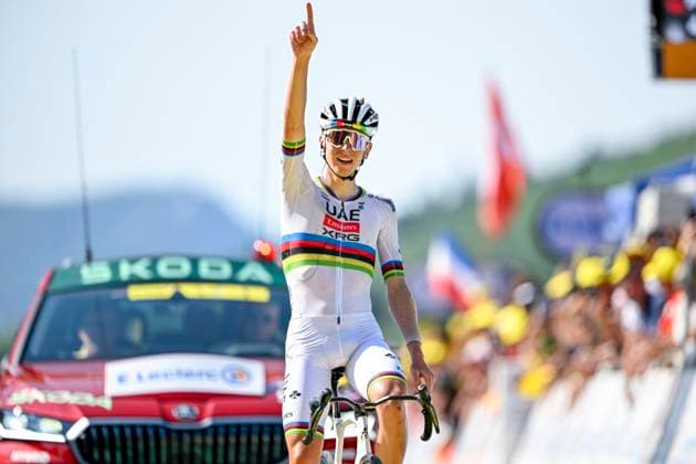 Tour de France 2025 Stage 12 HAUTACAM, FRANCE - JULY 17 : Pogacar Tadej (SLO) of UAE Team Emirates - XRG celebrating his victory during stage 12 of the 112th edition of Tour de France an UCI World Tour 2.UWT cycling road race stage for Men Elite of 181 km with start in Auch and finish in Hautacam on July 17, 2025 in Hautacam, France, 17 07 2025 ( Motordriver Kenny Verfaillie - Hautacam France  Copyright: xJanxDexMeuleneirx