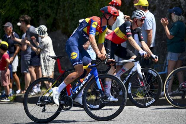 Belgian Thibau Nys of Lidl-Trek pictured in action during stage 12 of the 2025 Tour de France cycling, from Auch to Hautacam (181 km), on Thursday 17 July 2025 in France. The 112th edition of the Tour de France starts on Saturday 5 July in Lille, France, and will finish in Paris, France on the 27th of July. POOLxVINCENTxKALUT  x129453377x