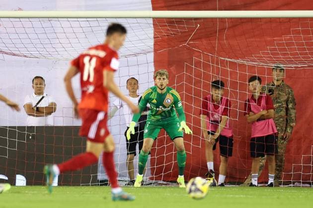 Fußball, EL-Quali, FC Aqtöbe - Legia Warschau AKTOBE 17.07.2025 REWANZOWY MECZ I RUNDA ELIMINACYJNA LIGA EUROPY SEZON 2025 26: FK AKTOBE - LEGIA WARSZAWA --- UEFA EUROPA LEAGUE FIRST QUALIFYING ROUND SECOND MATCH: FC AKTOBE - LEGIA WARSAW KACPER TOBIASZ FOT. PIOTR KUCZA FOTOPYK NEWSPIX.PL --- newspix.pl POLAND OUT! 