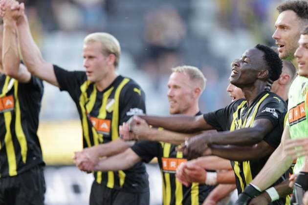 Göteborg, SVERIGE 20250717 Häckens John Paul Dembe jublar efter torsdagens kvalmatch i Europa League mellan BK Häcken och Spartak Trnava pa Bravida Arena. Göteborg SVERIGE x9200x