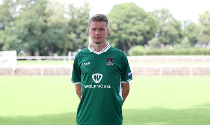 1. FC Schweinfurt 05, 3. Liga, Porträttermin 2025 2026 Pius Krätschmer (1.FC Schweinfurt 05), Einzelbild, Portrait, Querformat Schweinfurt Sachs-Stadion Bayern Deutschland
