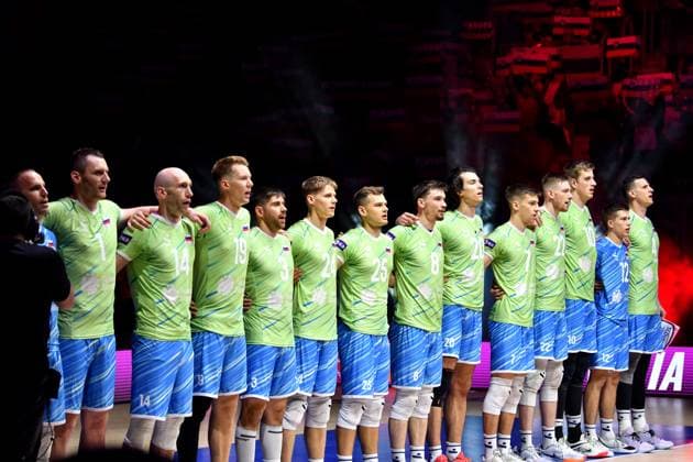 Ljubljana, Slovenia, 17th July 2024: Team Slovenia during the IVNL Volleyball Nations League, Week 3 match, between Netherlands and Slovenia at Arena Stozice, Ljubljana, Slovenia. (Natasa Kupljenik SPP) Copyright: xNatasaxKupljenikx xSPPx SPP_1018240