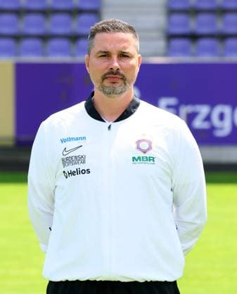 Teampraesentation Erz.Aue 3.Liga Physiotherapeut Christian Puschmann, FC Erzgebirge Aue; 3.Liga, Porträttermin 2025 2026 , Aue, 17.07.2025, Erzgebirgsstadion, Fußball , Nur zur redaktionellen Nutzung. Only editorial use.