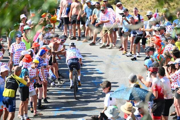 Tour de France 2025 Stage 12 HAUTACAM, FRANCE - JULY 17 : Evenepoel Remco (BEL) of Soudal - Quick Step during stage 12 of the 112th edition of Tour de France an UCI World Tour 2.UWT cycling road race stage for Men Elite of 181 km with start in Auch and finish in Hautacam on July 17, 2025 in Hautacam, France, 17 07 2025 ( Motordriver Kenny Verfaillie - Hautacam France  Copyright: xVincentxKalutx