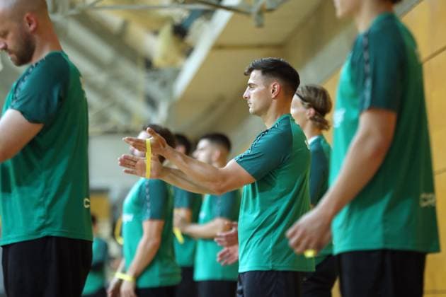 HBL1: Trainingsauftakt des SC DHfK Leipzig, 17.07.25 Lucas Krzikalla (8, SC DHfK Leipzig). Handball, DAIKIN HBL, Saison 2025 2026, Trainingsauftakt des SC DHfK Leipzig am 17.07.25 in der Quarterback Immobilien Arena Leipzig Kleine Arena. Copyright: xBEAUTIFULxSPORTS JanxKaeferx