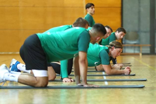 HBL1: Trainingsauftakt des SC DHfK Leipzig, 17.07.25 Blaer Hinriksson (44, SC DHfK Leipzig). Handball, DAIKIN HBL, Saison 2025 2026, Trainingsauftakt des SC DHfK Leipzig am 17.07.25 in der Quarterback Immobilien Arena Leipzig Kleine Arena. Copyright: xBEAUTIFULxSPORTS JanxKaeferx