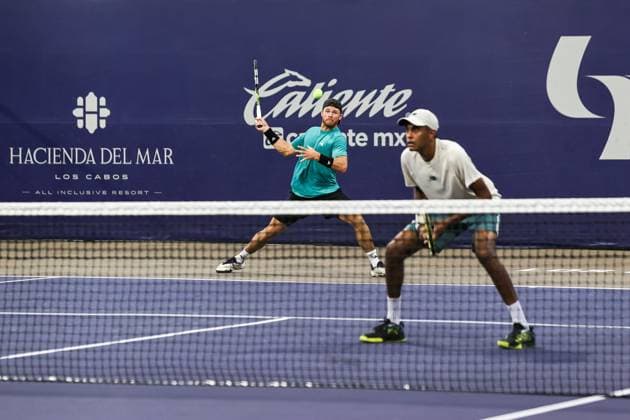 LOS CABOS TENNIS OPEN 2025 LOS CABOS TENNIS OPEN 2025 CASH TRACY VS RAM HARRISON 17072025 LOS CABOS, BAJA CALIFORNIA, MEXICO. Photo of Rajeev Ram and Christian Harrison of the USA, during quarter final doubles game of Los Cabos Tennis Open 2025 held at the Court 1 of the Cabo Sports Complex of Los Cabos, Baja California, Mexico. Foto Rajeev Ram and Christian Harrison de Estados Unidos, durante juego de cuartos de final de dobles en Los Cabos Tennis Open 2025 celebrado en la Cancha 1 del Cabo Sports Complex de Los Cabos, Baja California, Mexico. PHOTO BY IMAGENSHOP AGENCIA FOTOGRAFICA LOS CABOS BAJA CALIFORNIA MEXICO Copyright: xIMAGENSHOPxAGENCIAxFOTOGRAFICAx