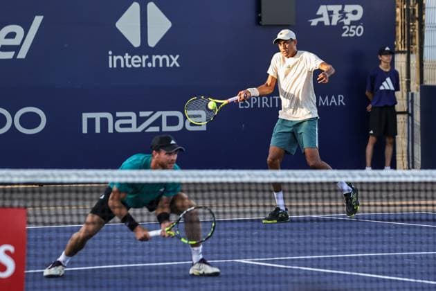 LOS CABOS TENNIS OPEN 2025 LOS CABOS TENNIS OPEN 2025 CASH TRACY VS RAM HARRISON 17072025 LOS CABOS, BAJA CALIFORNIA, MEXICO. Photo of Rajeev Ram and Christian Harrison of the USA, during quarter final doubles game of Los Cabos Tennis Open 2025 held at the Court 1 of the Cabo Sports Complex of Los Cabos, Baja California, Mexico. Foto Rajeev Ram and Christian Harrison de Estados Unidos, durante juego de cuartos de final de dobles en Los Cabos Tennis Open 2025 celebrado en la Cancha 1 del Cabo Sports Complex de Los Cabos, Baja California, Mexico. PHOTO BY IMAGENSHOP AGENCIA FOTOGRAFICA LOS CABOS BAJA CALIFORNIA MEXICO Copyright: xIMAGENSHOPxAGENCIAxFOTOGRAFICAx
