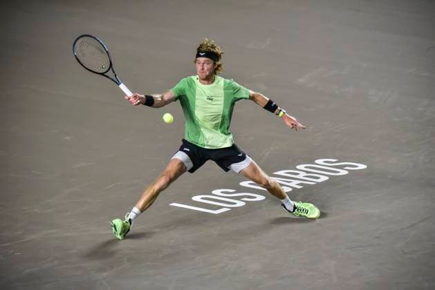 LOS CABOS TENNIS OPEN 2025, LOS CABOS TENNIS OPEN 2025 RUBLEV VS NAVA 17072025 LOS CABOS, BAJA CALIFORNIA, MEXICO. Action photo of Andrey Rublev of Rusia, during quarter final singles game of Los Cabos Tennis Open 2025 held at the Mextenis Stadium of the Cabo Sports Complex of Los Cabos, Baja California, Mexico. Foto de accion de Andrey Rublev de Rusia, durante juego de cuartos de final de singles en Los Cabos Tennis Open 2025 celebrado en el Estadio Mextenis del Cabo Sports Complex de Los Cabos, Baja California, Mexico. PHOTO BY IMAGENSHOP AGENCIA FOTOGRAFICA LOS CABOS BAJA CALIFORNIA MEXICO Copyright: xIMAGENSHOPxAGENCIAxFOTOGRAFICAx
