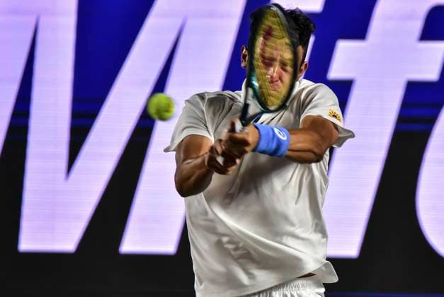 LOS CABOS TENNIS OPEN 2025, LOS CABOS TENNIS OPEN 2025 RUBLEV VS NAVA 17072025 LOS CABOS, BAJA CALIFORNIA, MEXICO. Action photo of Emilio Nava of the USA, during quarter final singles game of Los Cabos Tennis Open 2025 held at the Mextenis Stadium of the Cabo Sports Complex of Los Cabos, Baja California, Mexico. Foto de accion de Emilio Nava de Estados Unidos, durante juego de cuartos de final de singles en Los Cabos Tennis Open 2025 celebrado en el Estadio Mextenis del Cabo Sports Complex de Los Cabos, Baja California, Mexico. PHOTO BY IMAGENSHOP AGENCIA FOTOGRAFICA LOS CABOS BAJA CALIFORNIA MEXICO Copyright: xIMAGENSHOPxAGENCIAxFOTOGRAFICAx