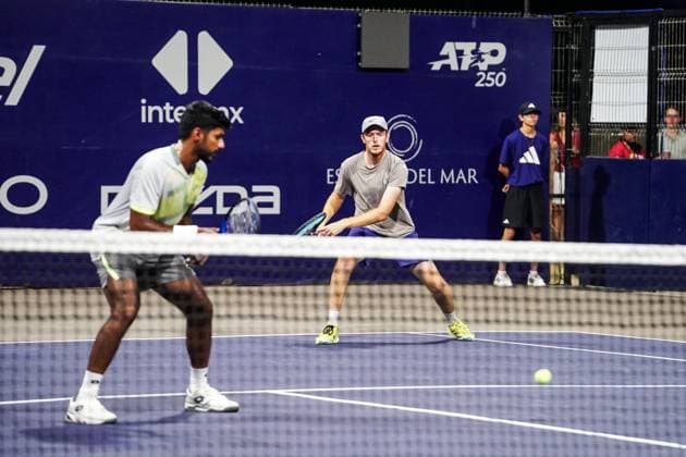 LOS CABOS TENNIS OPEN 2025, LOS CABOS TENNIS OPEN 2025 CHANDRASEKAR STALDER VS TOMIC MONTEMAYOR 17072025 LOS CABOS, BAJA CALIFORNIA, MEXICO. Action photo of Anirudh Chandrasekar of India and Reese Stalder of the USA, during quarter final singles game of Los Cabos Tennis Open 2025 held at the Court 1 of the Cabo Sports Complex of Los Cabos, Baja California, Mexico. Foto de accion de Anirudh Chandrasekar de India y Reese Stalder de Estados Unidos, durante juego de cuartos de final de singles en Los Cabos Tennis Open 2025 celebrado en la Cancha 1 del Cabo Sports Complex de Los Cabos, Baja California, Mexico. PHOTO BY IMAGENSHOP AGENCIA FOTOGRAFICA LOS CABOS BAJA CALIFORNIA MEXICO Copyright: xIMAGENSHOPxAGENCIAxFOTOGRAFICAx