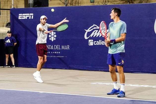 LOS CABOS TENNIS OPEN 2025, LOS CABOS TENNIS OPEN 2025 CHANDRASEKAR STALDER VS TOMIC MONTEMAYOR 17072025 LOS CABOS, BAJA CALIFORNIA, MEXICO. Action photo of Bernard Tomic of Australia and Manuel Sanchez Montemayor of Mexico, during quarter final singles game of Los Cabos Tennis Open 2025 held at the Court 1 of the Cabo Sports Complex of Los Cabos, Baja California, Mexico. Foto de accion de Bernard Tomic de Australia y Manuel Sanchez Montemayor de Mexico, durante juego de cuartos de final de singles en Los Cabos Tennis Open 2025 celebrado en la Cancha 1 del Cabo Sports Complex de Los Cabos, Baja California, Mexico. PHOTO BY IMAGENSHOP AGENCIA FOTOGRAFICA LOS CABOS BAJA CALIFORNIA MEXICO Copyright: xIMAGENSHOPxAGENCIAxFOTOGRAFICAx