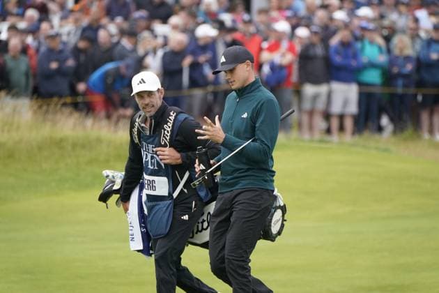 The 153rd Open Championship 2025 Ludvig berg Aberg In action on the 1st hole the 2nd day TheÊ153rd Open Championship, Royal Portrush Golf Club (Dunluce Links) in Portrush, County Antrim, Northern Ireland, from Thursday, 17 July to Sunday, 20 July 2025. Copyright: xMarkxNewcombex