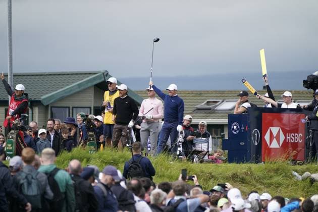 The 153rd Open Championship 2025 Justin Thomas Tommy Fleetwood Rory Mcilroy In action on the 2nd hole the 2nd day TheÊ153rd Open Championship, Royal Portrush Golf Club (Dunluce Links) in Portrush, County Antrim, Northern Ireland, from Thursday, 17 July to Sunday, 20 July 2025. Copyright: xMarkxNewcombex