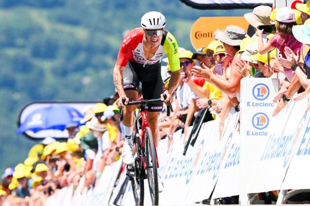 Tour de France 2025 Stage 13 PEYRAGUDES, FRANCE - JULY 18 : Page Hugo (FRA) of Intermarche - Wanty at the finish line during stage 13 of the 112th edition of Tour de France an UCI World Tour 2.UWT Individual Time Trial stage for Men Elite of 11 km with start in Loudenvielle and finish in Peyragudes on July 18, 2025 in Peyragudes, France, 18 07 2025 ( Motordriver Kenny Verfaillie - Peyragudes France  Copyright: xVincentxKalutx