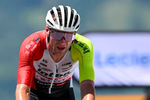 Tour de France 2025 Stage 13 PEYRAGUDES, FRANCE - JULY 18 : Rex Laurenz (BEL) of Intermarche - Wanty at the finish line during stage 13 of the 112th edition of Tour de France an UCI World Tour 2.UWT Individual Time Trial stage for Men Elite of 11 km with start in Loudenvielle and finish in Peyragudes on July 18, 2025 in Peyragudes, France, 18 07 2025 ( Motordriver Kenny Verfaillie - Peyragudes France  Copyright: xVincentxKalutx