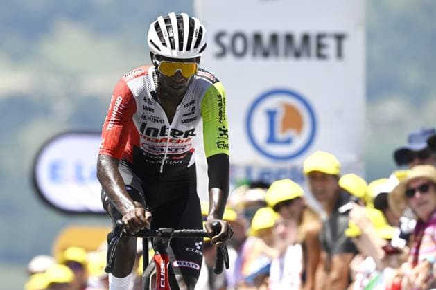 Eritrean Biniam Girmay Hailu of Intermarche-Wanty pictured at the finish of stage 13 of the 2025 Tour de France cycling race, an 11km individual time trial from Loudenvielle to Peyragudes, on Friday 18 July 2025 in France. The 112th edition of the Tour de France starts on Saturday 5 July in Lille, France, and will finish in Paris, France on the 27th of July. JASPERxJACOBS  x129489407x
