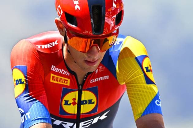 Belgian Thibau Nys of Lidl-Trek pictured at the finish of stage 13 of the 2025 Tour de France cycling race, an 11km individual time trial from Loudenvielle to Peyragudes, on Friday 18 July 2025 in France. The 112th edition of the Tour de France starts on Saturday 5 July in Lille, France, and will finish in Paris, France on the 27th of July. JASPERxJACOBS  x129489914x