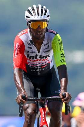 Tour de France 2025 Stage 13 PEYRAGUDES, FRANCE - JULY 18 : Girmay Biniam (ERI) of Intermarche - Wanty at the finish line during stage 13 of the 112th edition of Tour de France an UCI World Tour 2.UWT Individual Time Trial stage for Men Elite of 11 km with start in Loudenvielle and finish in Peyragudes on July 18, 2025 in Peyragudes, France, 18 07 2025 ( Motordriver Kenny Verfaillie - Peyragudes France  Copyright: xVincentxKalutx