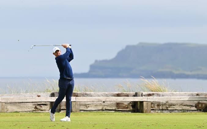 Rory McIlroy on the 6th Tee The Open Championship, Day Two, Golf, Royal Portrush Golf Club, Portrush, Northern Ireland, UK - 18 Jul 2025 EDITORIAL USE ONLY No use with unauthorised audio, video, data, fixture lists, club league logos or live services. Online in-match use limited to 120 images, no video emulation. No use in betting, games or single club league player publications. Copyright: xGreigxCowie Shutterstockx 15402506ae