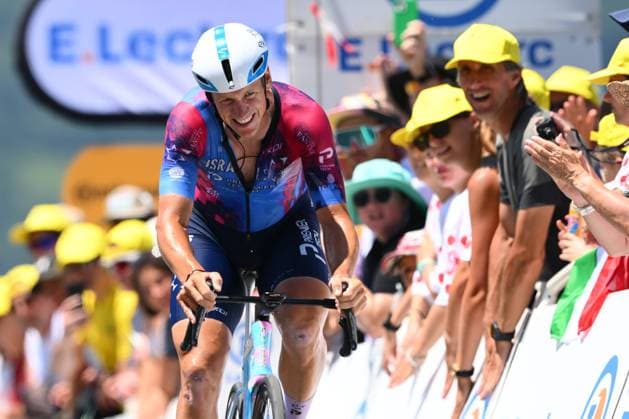 Tour de France 2025 Stage 13 PEYRAGUDES, FRANCE - JULY 18 : Ackermann Pascal (GER) of Israel - Premier Tech at the finish line during stage 13 of the 112th edition of Tour de France an UCI World Tour 2.UWT Individual Time Trial stage for Men Elite of 11 km with start in Loudenvielle and finish in Peyragudes on July 18, 2025 in Peyragudes, France, 18 07 2025 ( Motordriver Kenny Verfaillie - Peyragudes France  Copyright: xVincentxKalutx