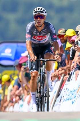 Tour de France 2025 Stage 13 PEYRAGUDES, FRANCE - JULY 18 : Rickaert Jonas (BEL) of Alpecin-Deceuninck at the finish line during stage 13 of the 112th edition of Tour de France an UCI World Tour 2.UWT Individual Time Trial stage for Men Elite of 11 km with start in Loudenvielle and finish in Peyragudes on July 18, 2025 in Peyragudes, France, 18 07 2025 ( Motordriver Kenny Verfaillie - Peyragudes France  Copyright: xVincentxKalutx