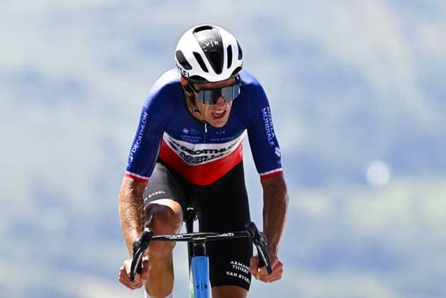 French Bruno Armirail of Decathlon AG2R La Mondiale Team pictured at the finish of stage 13 of the 2025 Tour de France cycling race, an 11km individual time trial from Loudenvielle to Peyragudes, on Friday 18 July 2025 in France. The 112th edition of the Tour de France starts on Saturday 5 July in Lille, France, and will finish in Paris, France on the 27th of July. JASPERxJACOBS  x129494435x