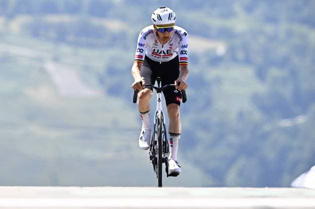 Belgian Tim Wellens of UAE Team Emirates pictured at the finish of stage 13 of the 2025 Tour de France cycling race, an 11km individual time trial from Loudenvielle to Peyragudes, on Friday 18 July 2025 in France. The 112th edition of the Tour de France starts on Saturday 5 July in Lille, France, and will finish in Paris, France on the 27th of July. JASPERxJACOBS  x129495173x