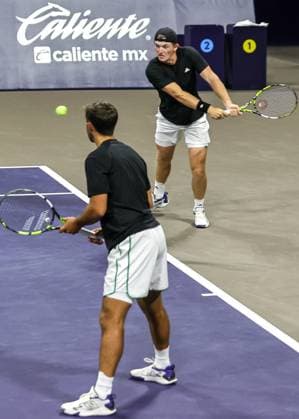 LOS CABOS TENNIS OPEN 2025 LOS CABOS TENNIS OPEN 2025 KRAJICEK GONZALEZ VS CASH TRACY 18072025 LOS CABOS, BAJA CALIFORNIA, MEXICO. Action photo of Robert Cash and James Tracy of the USA during semifinal doubles game of Los Cabos Tennis Open 2025 held at the Grand Stand of the Cabo Sports Complex of Los Cabos, Baja California, Mexico. Foto de accion de Robert Cash y James Tracy de Estados Unidos, durante juego de semifinal de singles en Los Cabos Tennis Open 2025 celebrado en el Estadio Mextenis del Cabo Sports Complex de Los Cabos, Baja California, Mexico. PHOTO BY IMAGENSHOP AGENCIA FOTOGRAFICA LOS CABOS BAJA CALIFORNIA MEXICOI Copyright: xIMAGENSHOPxAGENCIAxFOTOGRAFICAx