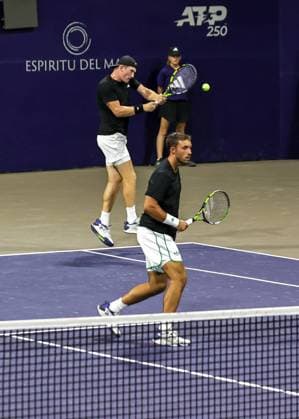 LOS CABOS TENNIS OPEN 2025 LOS CABOS TENNIS OPEN 2025 KRAJICEK GONZALEZ VS CASH TRACY 18072025 LOS CABOS, BAJA CALIFORNIA, MEXICO. Action photo of Robert Cash and James Tracy of the USA during semifinal doubles game of Los Cabos Tennis Open 2025 held at the Grand Stand of the Cabo Sports Complex of Los Cabos, Baja California, Mexico. Foto de accion de Robert Cash y James Tracy de Estados Unidos, durante juego de semifinal de singles en Los Cabos Tennis Open 2025 celebrado en el Estadio Mextenis del Cabo Sports Complex de Los Cabos, Baja California, Mexico. PHOTO BY IMAGENSHOP AGENCIA FOTOGRAFICA LOS CABOS BAJA CALIFORNIA MEXICOI Copyright: xIMAGENSHOPxAGENCIAxFOTOGRAFICAx
