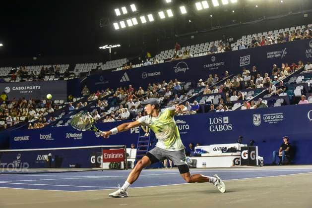 LOS CABOS TENNIS OPEN 2025 LOS CABOS TENNIS OPEN 2025 SHAPOVALOV VS WALTON 18072025 LOS CABOS, BAJA CALIFORNIA, MEXICO. Action photo of Adam Walton of Australia during semifinal singles game of Los Cabos Tennis Open 2025 held at the Mextenis Stadium of the Cabo Sports Complex of Los Cabos, Baja California, Mexico. Foto de accion de Adam Walton de Australia, durante juego de semifinal de singles en Los Cabos Tennis Open 2025 celebrado en el Estadio Mextenis del Cabo Sports Complex de Los Cabos, Baja California, Mexico. PHOTO BY IMAGENSHOP AGENCIA FOTOGRAFICA LOS CABOS BAJA CALIFORNIA MEXICO Copyright: xIMAGENSHOPxAGENCIAxFOTOGRAFICAx