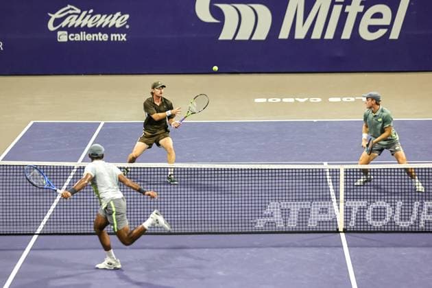 LOS CABOS TENNIS OPEN 2025 LOS CABOS TENNIS OPEN 2025 STALDER CHANDRASEKAR VS BAYLDON SCHOOKATE 18072025 LOS CABOS, BAJA CALIFORNIA, MEXICO. Action photo of Blake Bayldon and Tristan Schoolkate of Australia, during semifinal doubles game of Los Cabos Tennis Open 2025 held at the Grand Stand of the Cabo Sports Complex of Los Cabos, Baja California, Mexico. Foto de accion de Blake Bayldon y Tristan Schoolkate de Australia,, durante juego de semifinal de singles en Los Cabos Tennis Open 2025 celebrado en el Estadio Mextenis del Cabo Sports Complex de Los Cabos, Baja California, Mexico. PHOTO BY IMAGENSHOP AGENCIA FOTOGRAFICA LOS CABOS BAJA CALIFORNIA MEXICO Copyright: xIMAGENSHOPxAGENCIAxFOTOGRAFICAx
