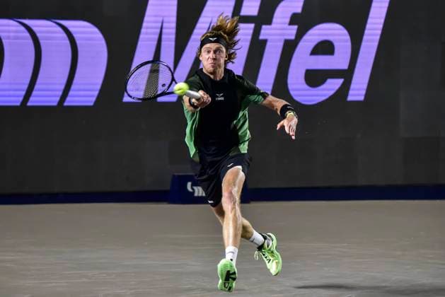 LOS CABOS TENNIS OPEN 2025 LOS CABOS TENNIS OPEN 2025 RUBLEV VS KOVACEVIC 18072025 LOS CABOS, BAJA CALIFORNIA, MEXICO. Action photo of Andry Rublev of Russia, during semifinal singles game of Los Cabos Tennis Open 2025 held at the Mextenis Stadium of the Cabo Sports Complex of Los Cabos, Baja California, Mexico. Foto de accion de Andry Rublev de Rusia, durante juego de semifinal de singles en Los Cabos Tennis Open 2025 celebrado en el Estadio Mextenis del Cabo Sports Complex de Los Cabos, Baja California, Mexico. PHOTO BY IMAGENSHOP AGENCIA FOTOGRAFICA LOS CABOS BAJA CALIFORNIA MEXICO Copyright: xIMAGENSHOPxAGENCIAxFOTOGRAFICAx