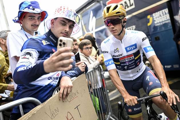 Belgian Remco Evenepoel of Soudal Quick-Step pictured at the start of stage 14 of the 2025 Tour de France cycling race, from Pau to Luchon-Superbagneres (183 km), on Saturday 19 July 2025 in France. The 112th edition of the Tour de France starts on Saturday 5 July in Lille, France, and will finish in Paris, France on the 27th of July. JASPERxJACOBS  x129555726x