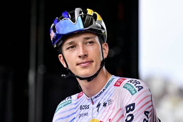 German Florian Lipowitz of RedBull-BORA-hansgrohe pictured at the start of stage 14 of the 2025 Tour de France cycling race, from Pau to Luchon-Superbagneres (183 km), on Saturday 19 July 2025 in France. The 112th edition of the Tour de France starts on Saturday 5 July in Lille, France, and will finish in Paris, France on the 27th of July. DIRKxWAEM  x129556429x