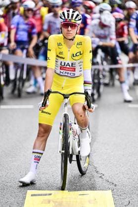 Slovenian Tadej Pogacar of UAE Team Emirates pictured at the start of stage 14 of the 2025 Tour de France cycling race, from Pau to Luchon-Superbagneres (183 km), on Saturday 19 July 2025 in France. The 112th edition of the Tour de France starts on Saturday 5 July in Lille, France, and will finish in Paris, France on the 27th of July. DIRKxWAEM  x129556872x