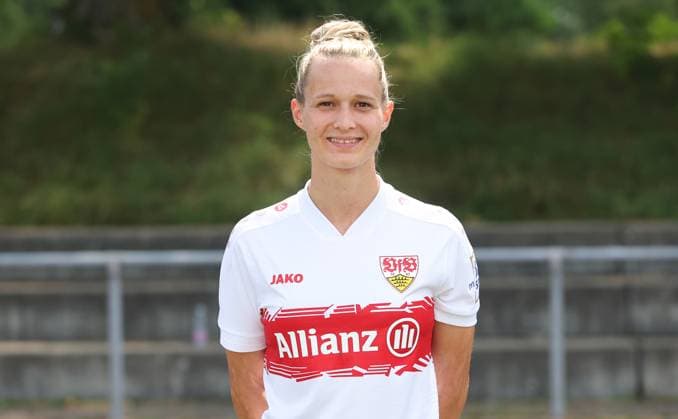 BAU Stuttgart Fußball 2.Bundesliga Fototermin Jana Beuschlein ; VfB Stuttgart Frauen,Porträttermin 2025 2026