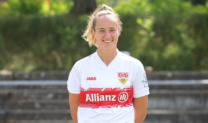 BAU Stuttgart Fußball 2.Bundesliga Fototermin Fabienne Dongus ; VfB Stuttgart Frauen,Porträttermin 2025 2026