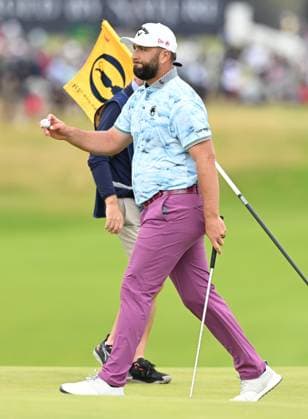 Jon Rahm on the 1st Green The Open Championship, Day Three, Golf, Royal Portrush Golf Club, Portrush, Northern Ireland, UK - 19 Jul 2025 EDITORIAL USE ONLY No use with unauthorised audio, video, data, fixture lists, club league logos or live services. Online in-match use limited to 120 images, no video emulation. No use in betting, games or single club league player publications. Copyright: xGreigxCowie Shutterstockx 15403239u