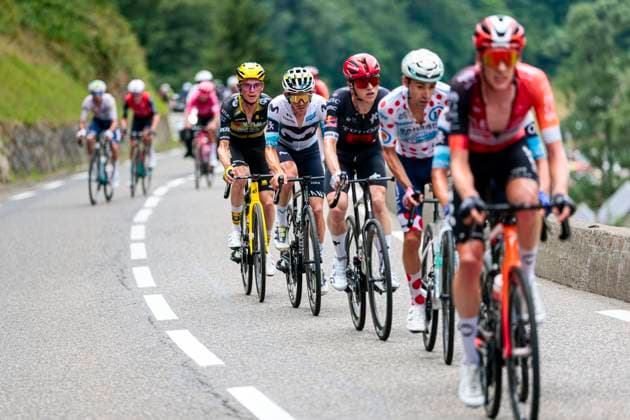 Tour de France 2025 Stage 14 LUCHON SUPERBAGNERES, FRANCE - JULY 19 : Rider of Movistar Team, Team Visma Lease A Bike in action during stage 14 of the 112th edition of Tour de France an UCI World Tour 2.UWT cycling road race stage for Men Elite of 183 km with start in Pau and finish in Luchon Superbagneres on July 19, 2025 in Luchon Superbagneres, France, 19 07 2025 ( Motordriver Kenny Verfaillie - Luchon Superbagneres France  Copyright: xLucaxBettinix