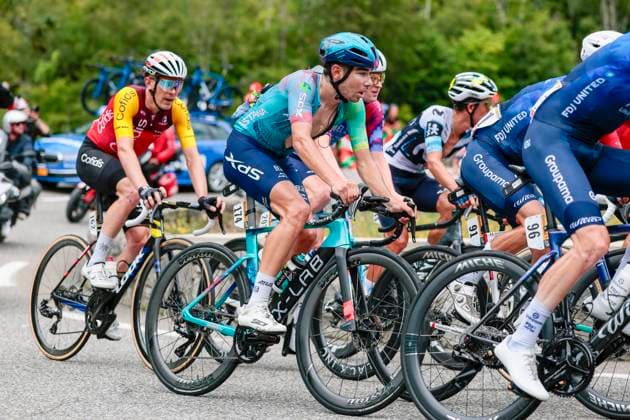 Tour de France 2025 Stage 14 LUCHON SUPERBAGNERES, FRANCE - JULY 19 : Champoussin Clement (FRA) of XDS Astana Team in action during stage 14 of the 112th edition of Tour de France an UCI World Tour 2.UWT cycling road race stage for Men Elite of 183 km with start in Pau and finish in Luchon Superbagneres on July 19, 2025 in Luchon Superbagneres, France, 19 07 2025 ( Motordriver Kenny Verfaillie - Luchon Superbagneres France  Copyright: xLucaxBettinix