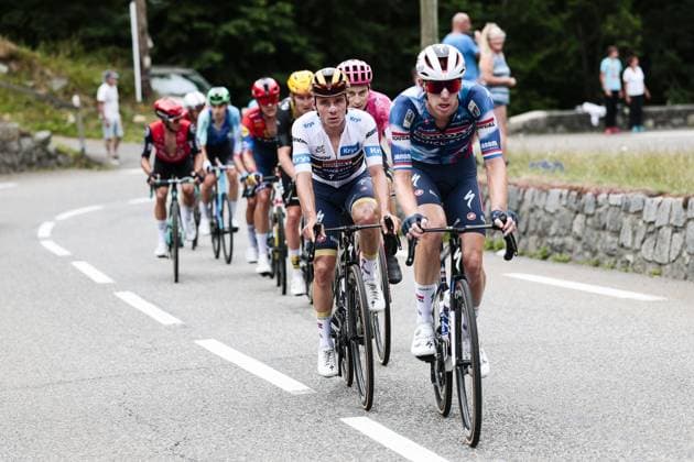 Belgian Remco Evenepoel of Soudal Quick-Step pictured in action during stage 14 of the 2025 Tour de France cycling race, from Pau to Luchon-Superbagneres (183 km), on Saturday 19 July 2025 in France. The 112th edition of the Tour de France starts on Saturday 5 July in Lille, France, and will finish in Paris, France on the 27th of July. POOLxLUCAxBETTINI  x129561060x
