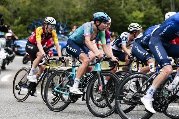 French Clement Champoussin of XDS Astana Team pictured in action during stage 14 of the 2025 Tour de France cycling race, from Pau to Luchon-Superbagneres (183 km), on Saturday 19 July 2025 in France. The 112th edition of the Tour de France starts on Saturday 5 July in Lille, France, and will finish in Paris, France on the 27th of July. POOLxLUCAxBETTINI  x129561087x