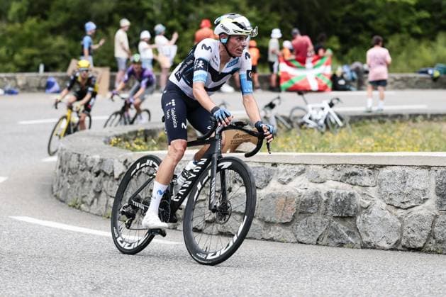 Spanish Enric Mas of Movistar Team pictured in action during stage 14 of the 2025 Tour de France cycling race, from Pau to Luchon-Superbagneres (183 km), on Saturday 19 July 2025 in France. The 112th edition of the Tour de France starts on Saturday 5 July in Lille, France, and will finish in Paris, France on the 27th of July. POOLxLUCAxBETTINI  x129561294x