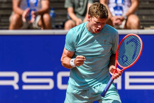 250719 AndrÃ Göransson of Sweden celebrates while competing in a doubles semifinal tennis match during day 7 of the Nordea Open on July 19, 2025 in Bastad. Photo: Mathilda Schuler BILDBYRAN kod MA MA0848 tennis ATP, Tennis Herren 250 nordea open bbeng semifinal sweden sverige jubel Copyright: MATHILDAxSCHULER BB250719MA020