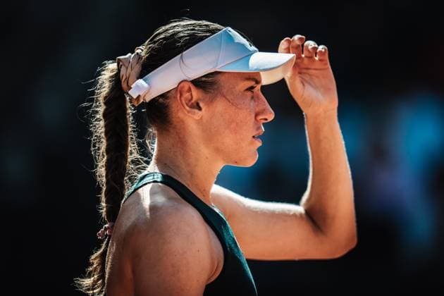 Tennis Frauen MSC Hamburg Ladies Open WTA, Tennis Damen 250 Anna Bondar (HUN) vs. Kaja Juvan (SVN) 19.07.2025 Kaja Juvan richtet sich den Visor Hamburg Tennisstadion am Rothenbaum Hamburg Deutschland