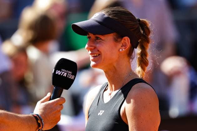 GER, Hamburg, xFSx, ATP250 Frauen-Tennistunier , MSC Hamburg Ladies Open 2025 , Halbfinale ,18.07.2025 v.l. Anna Bondar (HUN) gibt ein interview Copyright: HMBxMedia FernandoxSoares