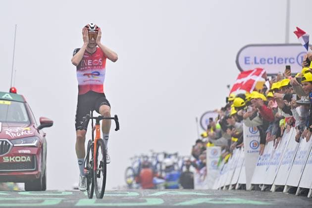 Dutch Thymen Arensman of Ineos Grenadiers wins stage 14 of the 2025 Tour de France cycling race, from Pau to Luchon-Superbagneres (183 km), on Saturday 19 July 2025 in France. The 112th edition of the Tour de France starts on Saturday 5 July in Lille, France, and will finish in Paris, France on the 27th of July. DIRKxWAEM  x129574524x
