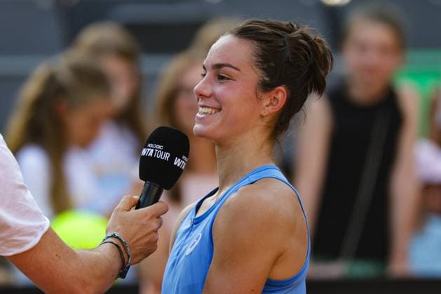 GER, Hamburg, xFSx, ATP250 Frauen-Tennistunier , MSC Hamburg Ladies Open 2025 , Halbfinale ,19.07.2025 v.l. Lois Boisson (FRA) gibt ein interview Copyright: HMBxMedia FernandoxSoares