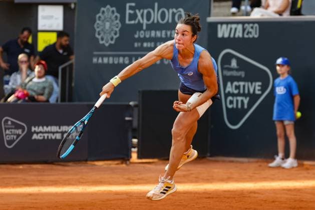 GER, Hamburg, xFSx, ATP250 Frauen-Tennistunier , MSC Hamburg Ladies Open 2025 , Halbfinale ,19.07.2025 v.l. Lois Boisson (FRA) macht einen Aufschlag Copyright: HMBxMedia FernandoxSoares